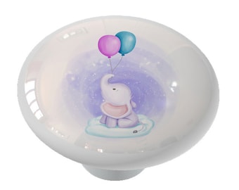Nursery Elephant Designs Decorative High Gloss Ceramic Knob - You Choose