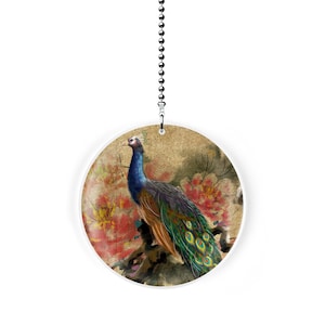 Oriental Design Peacock Fan Pull / Light Pull