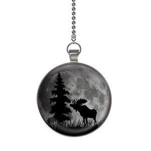 Woodland Moose Moon Glow in the Dark Ceiling Fan / Light Pull Pendant with Chain