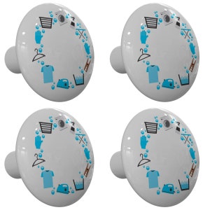 Set of 4 Laundry Wreath Laundry Room Ceramic Drawer Knobs