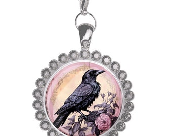 Gothic Shabby Chic Purple Raven Zipper Pull Charm / Bag Pull Charm / Cell Phone Case Charm / Crow Zipper Pull Charm