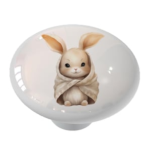 Snuggle Bunny Round Ceramic Drawer Knob