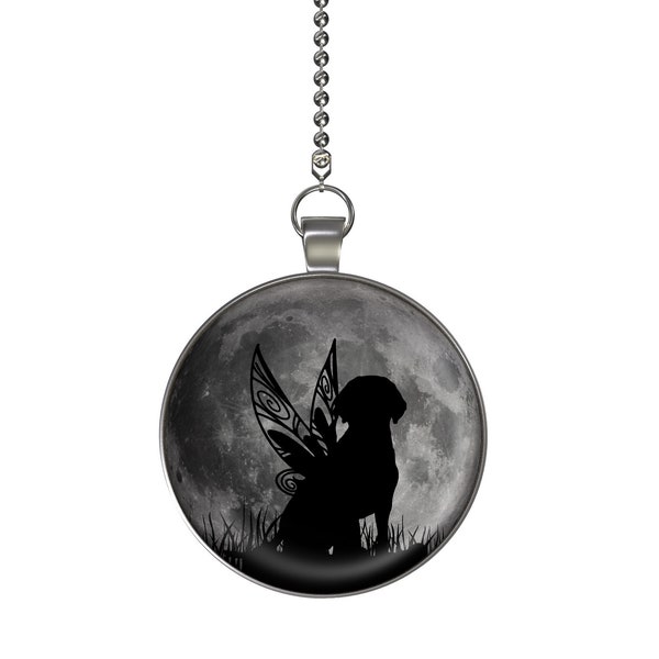 Dog Fairy Moon Glow in the Dark Ceiling Fan / Light Pull Pendant with Chain