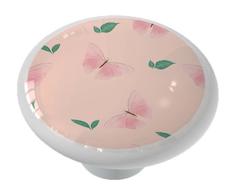 Elegant Butterfly Decorative Decorative Round  Ceramic Drawer Knobs