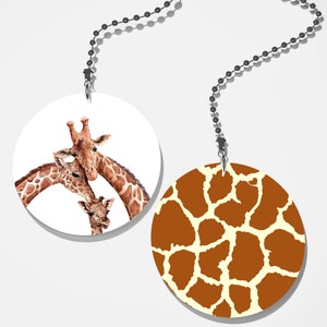 Set of 2 Coordinating Giraffe Family Fan Pull / Light Pull