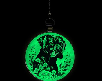 Boxer Flower Moon Dog Breed Glow in the Dark Ceiling Fan / Light Pull Pendant with Chain