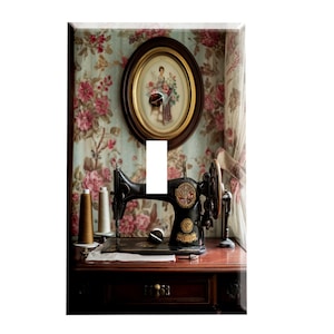 Antique Sewing Room Decorative Switch Plate Cover / Outlet Cover / 6 Configurations to Choose From