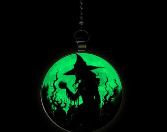 Witches Potion Halloween Moon Glow in the Dark Ceiling Fan / Light Pull Pendant with Chain