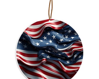 All American Twist American Flag Christmas Tree Ornament/Rear View Mirror Hanging Ornament - Car Mirror Hanging Accessories