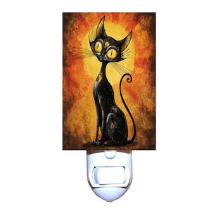 Atomic Sunburst Cat Decorative Night Light / Your choice of Rectangle or Round