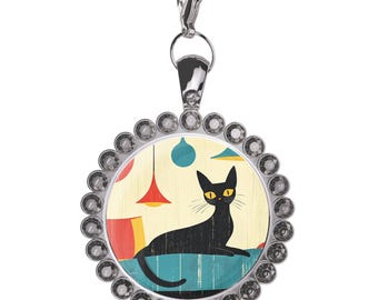 Tirador de cremallera con diseño de gato de Atomic Mid Century Den, para bolso, funda de móvil y gato