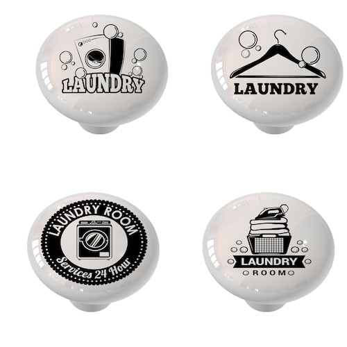 Set of 8 Black and White Laundry Room Knobs Etsy