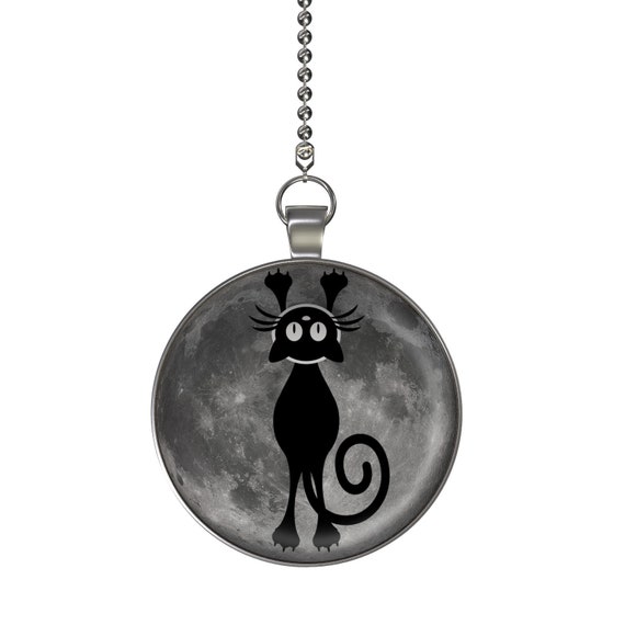 Cat Hanging On The Moon Glow In The Dark Ceiling Fan Light Pull Pendant With Chain