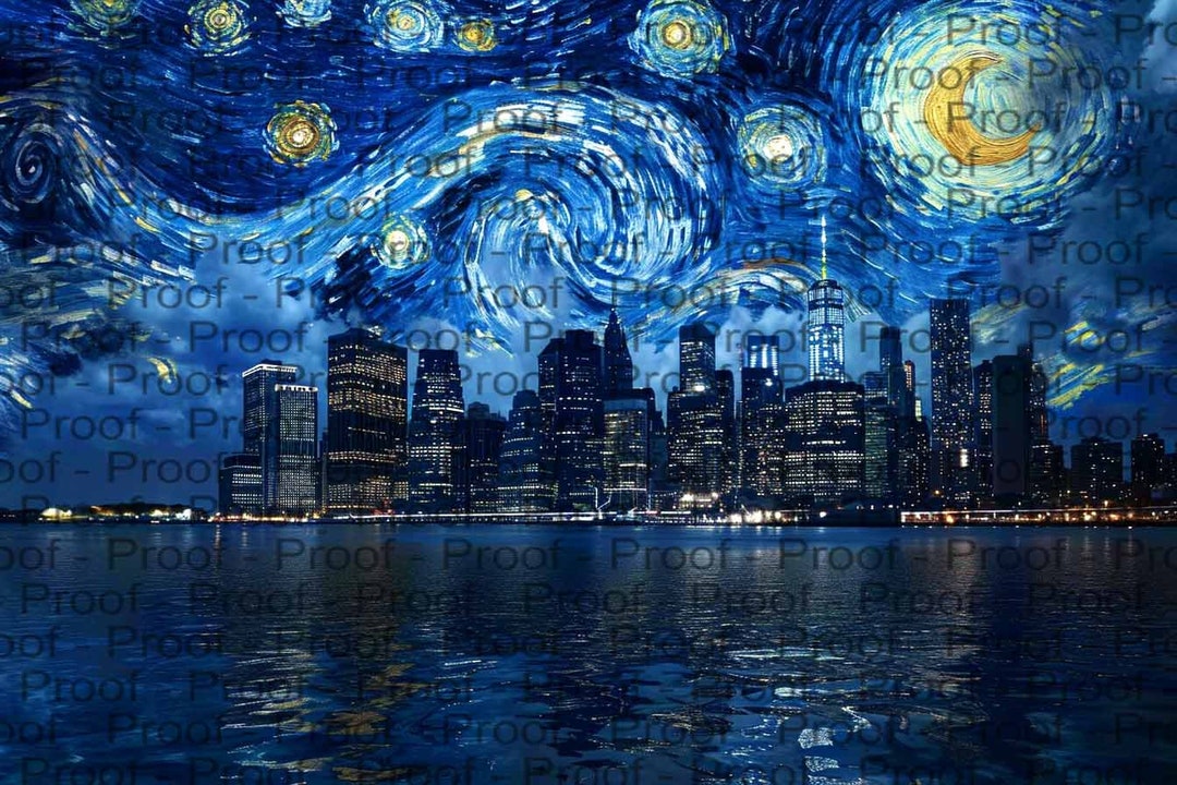 Starry Night New York City Skyline With One World Trade Art Print by ...