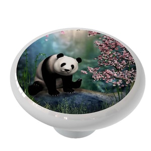 Cherry Tree Panda Decorative Decorative Ceramic Round Drawer Knob