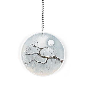 Asian Style Snow Moon Willow Fan Pull / Light Pull
