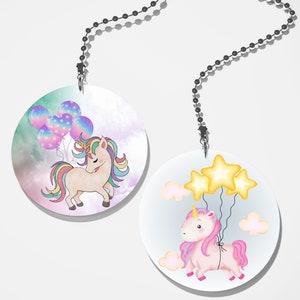 Set of 2 Coordinating Up and Away Unicorn Balloons Fan Pull / Light Pull