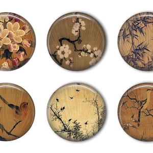 Chinese Fan Design Round Refrigerator Magnet Set