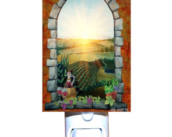 Red Wine Under the Tuscan Sunlight Decorative Night Light