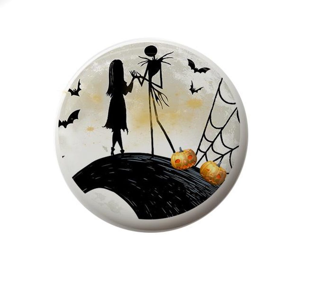 Jack and Sally Halloween Town Hill Nightmare Before Christmas Decorative  Round Decorative Ceramic Round Drawer Knob - Etsy