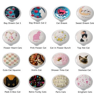 Cat Designs I Decorative High Gloss Ceramic Drawer Knob  / You Choose Design