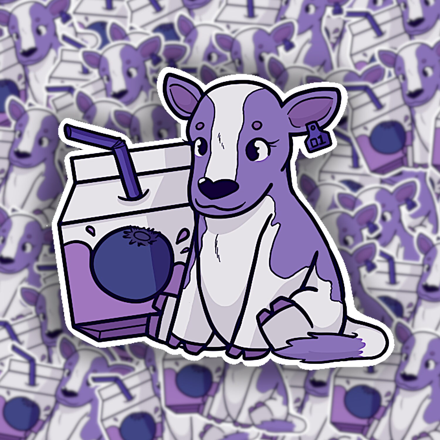 Blueberry Cow Stickers Colorful Cows Series Etsy