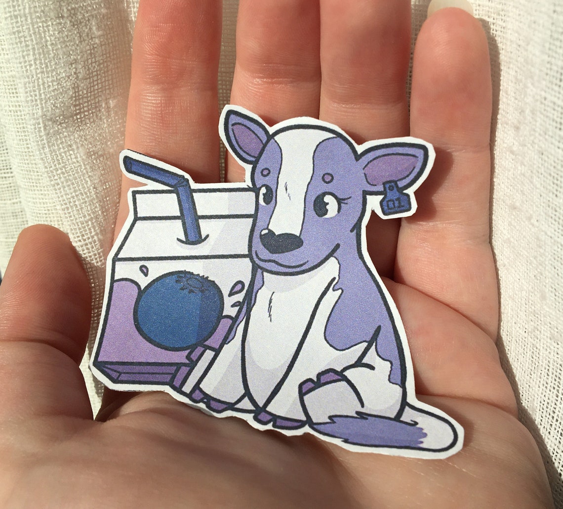 Blueberry Cow Stickers Colorful Cows Series Etsy