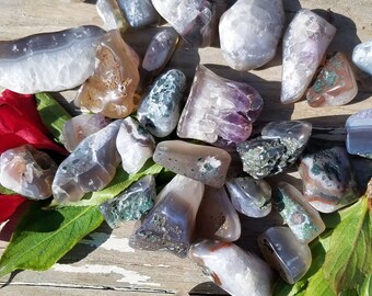 RARE Amethyst Tumbled Cluster Crystal Quartz Point Gemstone Pocket Stone Yoga Reiki Chakra Energy Healing Psychic Purification Sobriety