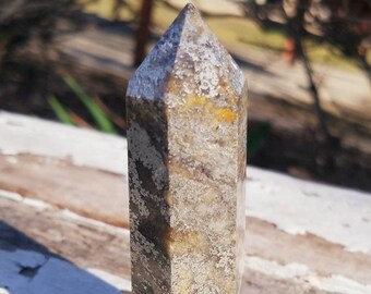 Golden Pyrite Chalcopyrite Fools Gold Crystal Tower Generator Wand Sacred Geometry Grid Prosperity Reiki Heal Fire Stone Crystal Abundance