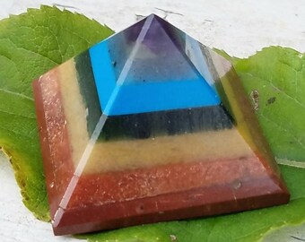 Chakra Pyramid Crystal Gift Home Decor Yoga Meditation Metaphysical Altar Tool Witchcraft Wicca Witches Occult Magic Crystal Healing Reiki