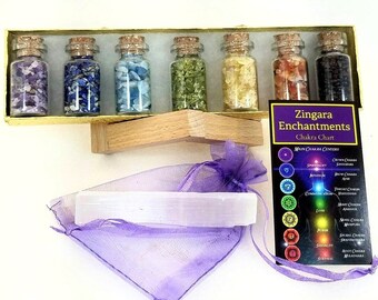 Witch Kit Wiccan Set Chakra Gift Chip Bottle Crystal Set Gemstone Amethyst Quartz Wicca Reiki Clear Quartz Meditation Yoga Healing