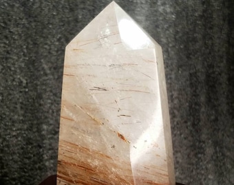 Special Moon Quartz Gold Rutile Crystal High Quality Rutilated Wand Custom Stand Large Polished Rainbow Point Healing Chakra