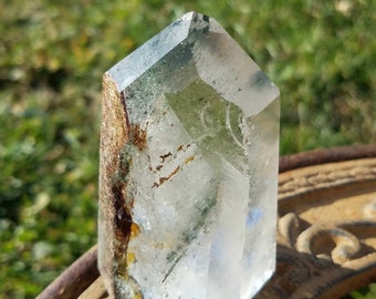 Lovely Scenic Green Quartz Shamanic Dream Stone Lodolite Garden Crystal Chlorite Lodalite Polished Terminated Point Reiki Healing Tower Wand