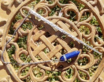 Wand Magic Magical Enchanted Pendulum Lapis Lazuli Dowsing Hand Crafted Magick Witch Pagan Wiccan Wicca Craft Spell Altar Tool