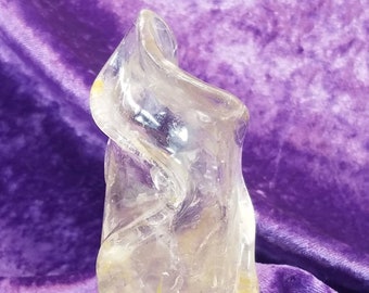 Special Clear Quartz Flame Carving Crystal Statue Hand Polished Garden Quartz Healing Crystal Crown Chakra Reiki Energy Heal Metaphysical