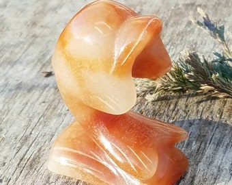 Dolphin Hand Carved Stone Crystal Talisman Totem Orange Aventurine Reiki Infused Healing Stone Chakra Metaphysical Meaning