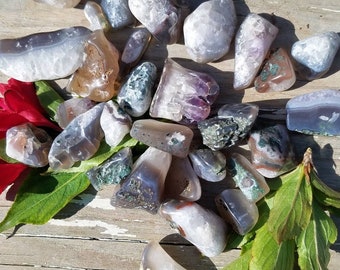 RARE Amethyst Tumbled Cluster Crystal Quartz Point Gemstone Pocket Stone Yoga Reiki Chakra Energy Healing Psychic Purification Sobriety