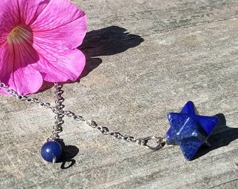 Merkaba Star Pendulum Lapis Lazuli Crystal Dowsing Hand Crafted Magick Witch Pagan Wiccan Wicca Craft Spell Altar Tool Witchy Crystals
