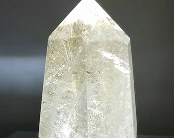 Stunning Gold Rutile Quartz Crystal Rutilated Point Wand TowerGrid Obelisk Reiki Charged Chakra Healing Chakra