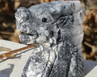 Dragon Statue Carving Clear Quartz Stone Hand Carved Crystal Totem Wisdom Prosperity Luck Reiki Spiritual Decor Metaphysical Gift Altar
