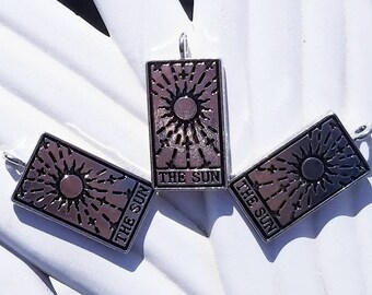 The Sun Tarot Card Charm Pendant Pentacle Necklace Silver Pagan Wicca Witch Wiccan Star Jewelry Making Traditional Charms
