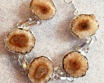 Bracelet Stalactite Slice Honey Solar Quartz Stone Goddess Moon Energy Crystal Sterling Silver Reiki Chakra Amplify Inner Strength Heal