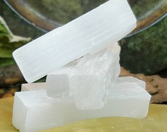 2 Large Sticks Selenite Charge Crystal Thick Moon Crystal Clearing Heal Chakra Cleanse Salt Clearing Meditation Metaphysical Meaning Natural