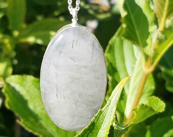 Rutilated Quartz Necklace Rutile Crystal Bali Sterling Silver Rutile Reiki Chakra Purify Amplifies Energy Healing Goddess Jewelry Moon Magic