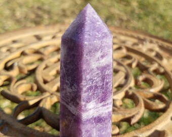 Lepidolite Quartz Crystal Generator Tower Rare Crown Chakra Reiki Healing Gemstone Mica Grid Gridding Healing