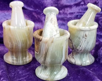 2" Mortar Pestle Stone Herb Grinding Kitchen Witch Herbal Supply Apothecary Small Onyx Craft Spice Wiccan Ritual Altar Tool Spices Grinder