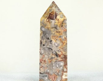 Mystical Crazy Lace Crystal Tower Wand Generator Geode Inclusions Goddess Gemstone Hand Carved Hand Made Crystal Healing Reiki Metaphysical