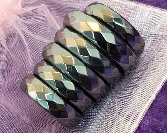 Magnetic Healing Therapy Hematite Ring Faceted Crystal Stone Gemstone Reiki Chakra Goddess Energy Healing Arthritis Pain Migraine Stress