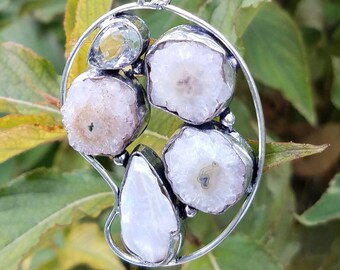 Solar Quartz Stalactite Topaz Biwa Pearl Gemstone Necklace Pendant Crystal Bali Sterling Silver Reiki Chakra Amplifies Energy Healing