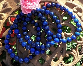 Lapis Lazuli Crystal Natural Gemstone Stretch Heart Chakra Bracelet Heart Yoga Meditation Attract Abundance Occult Jewelry Love Altar